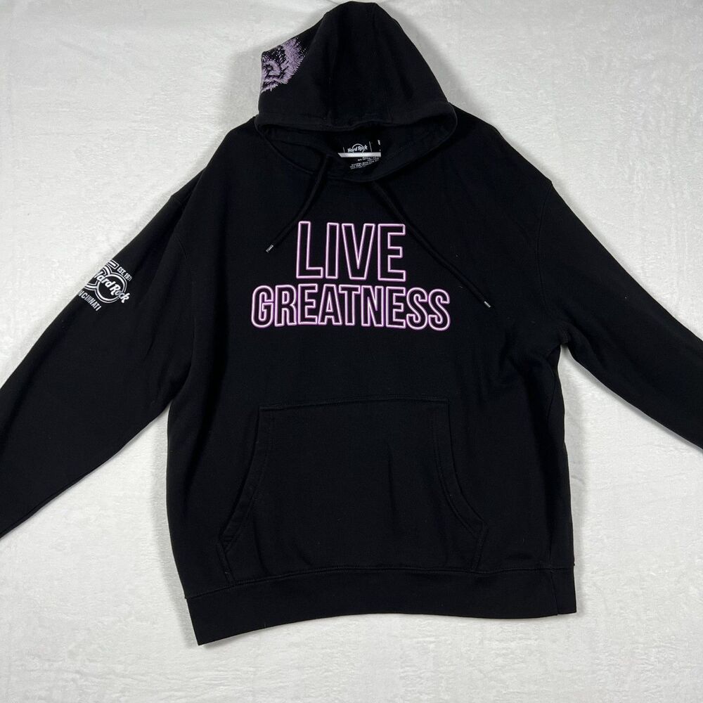 Hard Rock Cafe Messi Live Greatness Hoodie Size XL Black Cincinnati Pullover